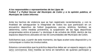 Frenan jornadas de futbol en Colón por hechos de violencia