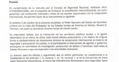Notificó Kuri a Cancillería visita del embajador de Estados Unidos